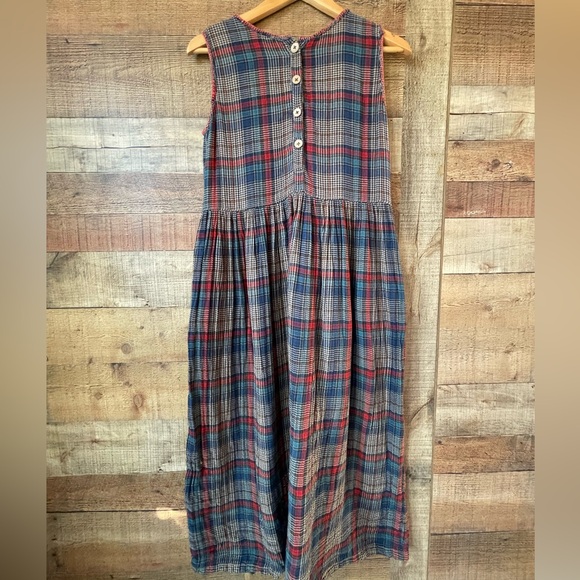 100% Cotton Natural Life Multicolor Plaid Midi Dress | Medium - Picture 7 of 14